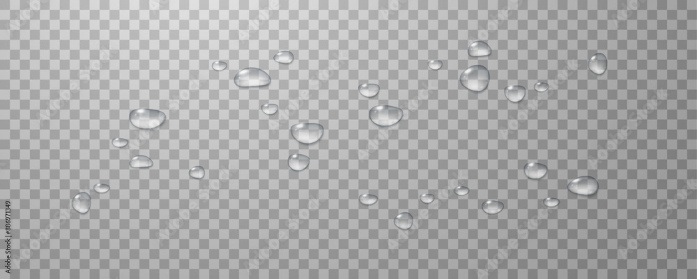 Realistic vector water drops png on a transparent light background ...