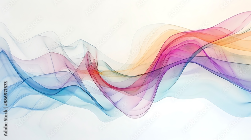 Muted jewel tone spectrum line waves with a simple and elegant minimalist aesthetic on white Muted jewel tone spectrum line waves with a simple and elegant minimalist aesthetic on white