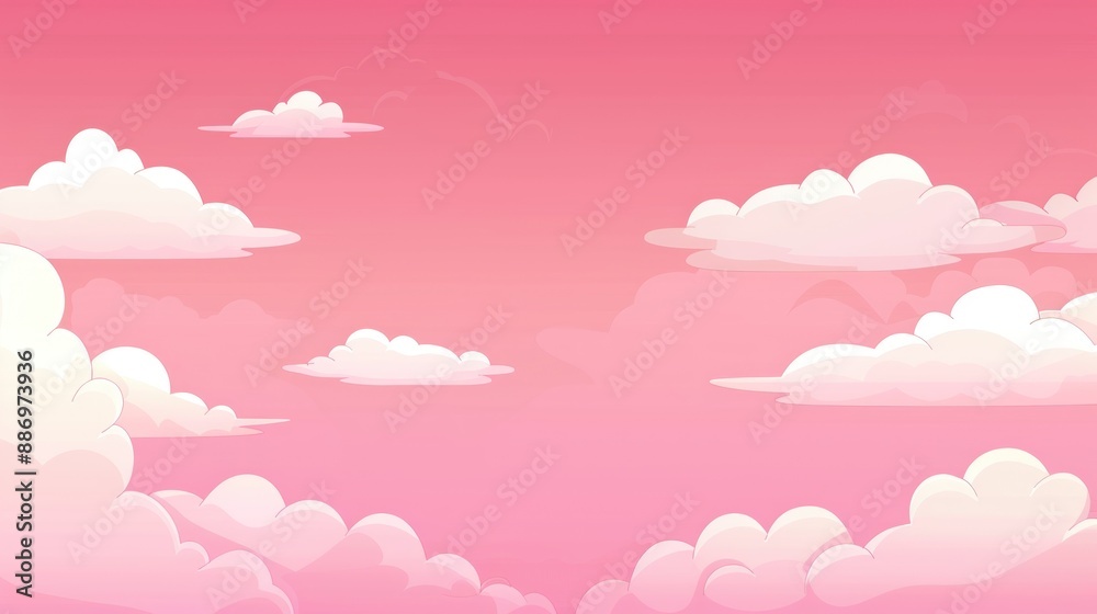 Pink Sky with Cartoon Clouds Pink Sky with Cartoon Clouds