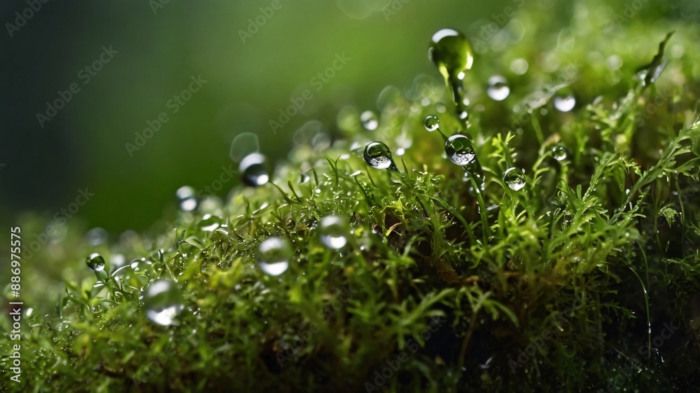 Abstract green dew drops on grass macro photography Abstract green dew drops on grass macro photography