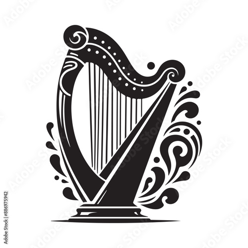 Harp silhouette vector illustration