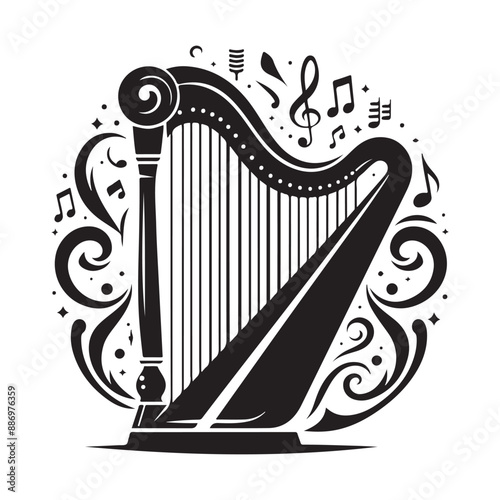 Harp silhouette vector illustration