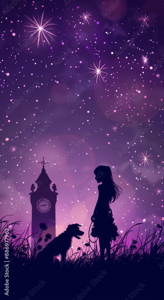 Cartoon character in the real world silhouette art photo manipulation of a girl in an amusement park Cartoon character in the real world silhouette art photo manipulation of a girl in an amusement park