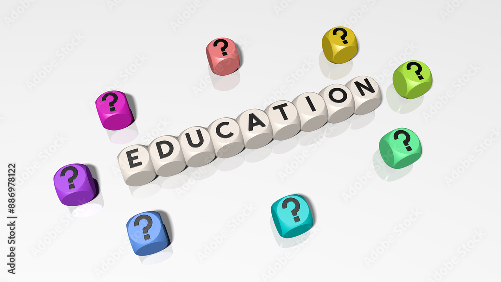 Buchstabenwürfel bilden das Wort Education Buchstabenwürfel bilden das Wort Education