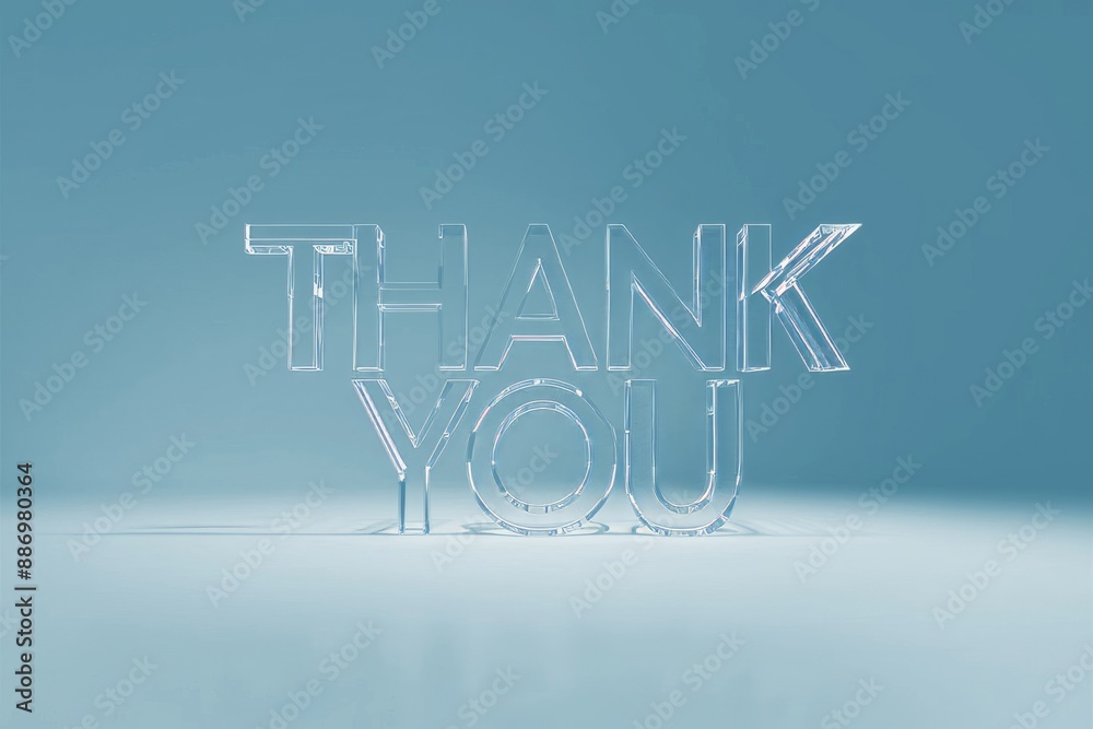 Thanks Letters Transparent Glass transparent letters with the text Thank You on a light blue ...