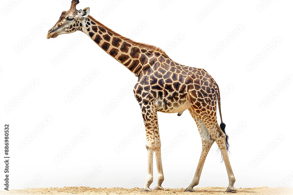 Obraz premium Side View of Giraffe Isolated