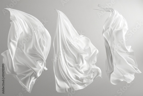 A piece of white cloth floating in the air, possibly from a parachute or a flag
