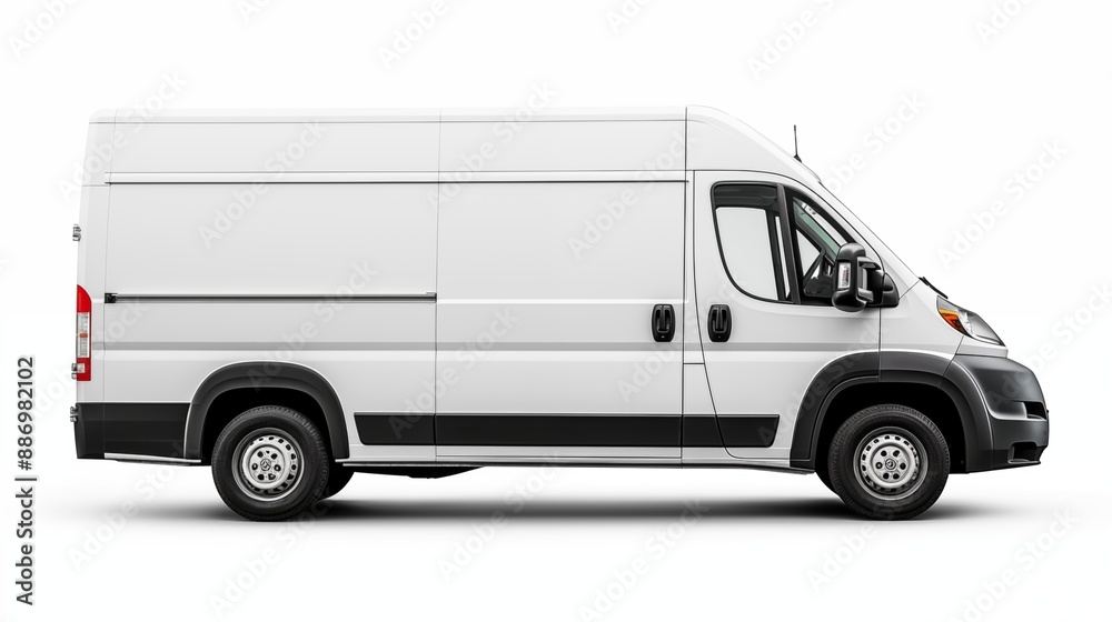 White delivery van isolated from white background. White delivery van isolated from white background.