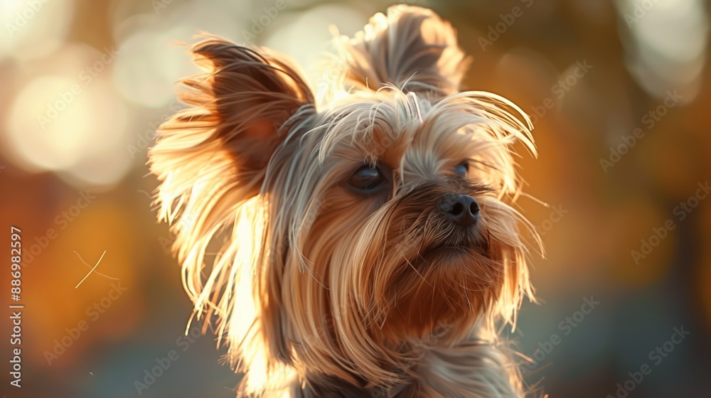 Naklejka premium Yorkshire Terrier Dog with gorgeous hair