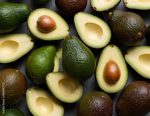 Perfect Avocado: Realistic Image of Whole and Sliced Avocado