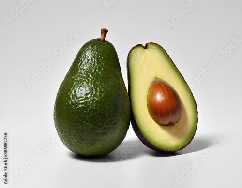 Perfect Avocado: Realistic Image of Whole and Sliced Avocado