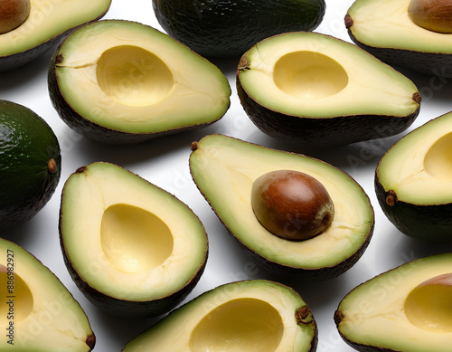 Perfect Avocado: Realistic Image of Whole and Sliced Avocado