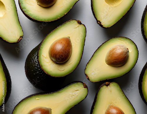 Perfect Avocado: Realistic Image of Whole and Sliced Avocado