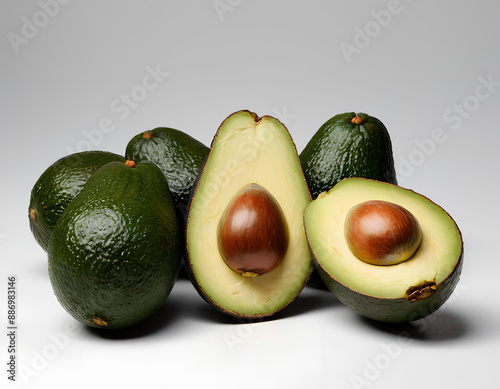 Perfect Avocado: Realistic Image of Whole and Sliced Avocado
