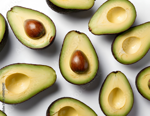 Perfect Avocado: Realistic Image of Whole and Sliced Avocado