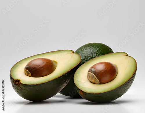 Perfect Avocado: Realistic Image of Whole and Sliced Avocado