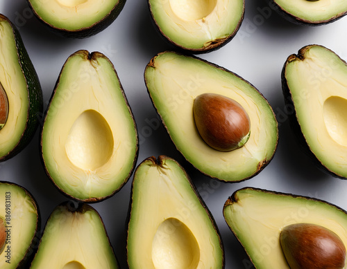 Perfect Avocado: Realistic Image of Whole and Sliced Avocado