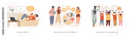 Break unhealthy habits isolated concept vector illustration set.