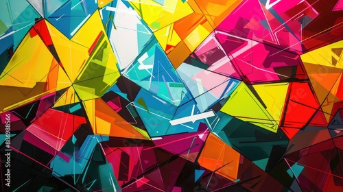 Vibrant Wallpaper with Shattered Glass and Geometric Patterns