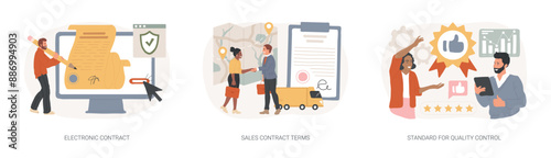 Business agreement isolated concept vector illustration set.