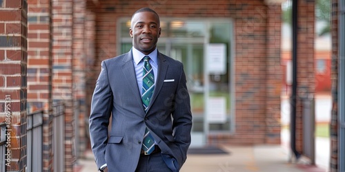 Superintendent for school district on first day of school