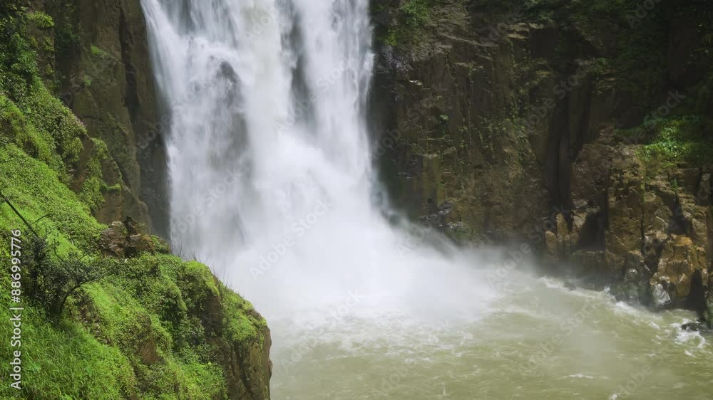 Close-up View of majestic Haew Narok Waterfall in Khao Yai National Park, Thailand. A Natural Wonder.