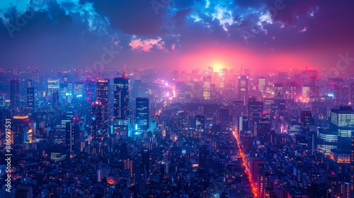 Wallpaper Mural City skyline at night with illuminated buildings Torontodigital.ca