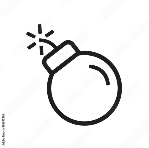 Line vector ball bomb black icon