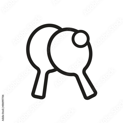 Ping pong paddle vector line icon