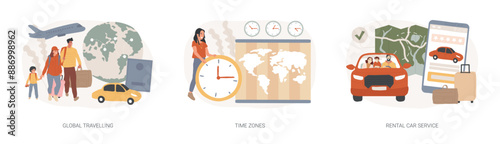 International tourism isolated concept vector illustration set.