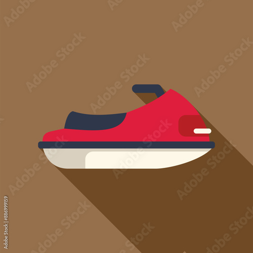 Red personal water craft standing still, waiting to be used for some fun on the water