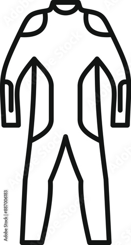 Line drawing of a protective diving suit, ensuring safety and freedom of movement for underwater exploration