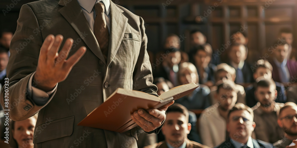 The Principled Leader: A statesman giving a passionate speech to a ...