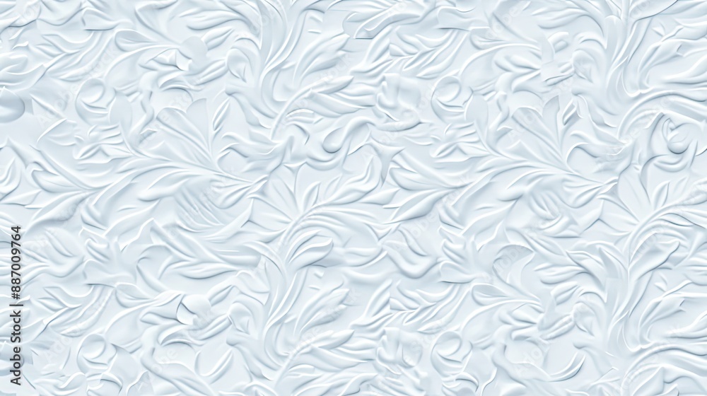A close-up of a white, 3D floral pattern with swirling vines and intricate details SEAMLESS PATTERN A close-up of a white, 3D floral pattern with swirling vines and intricate details SEAMLESS PATTERN