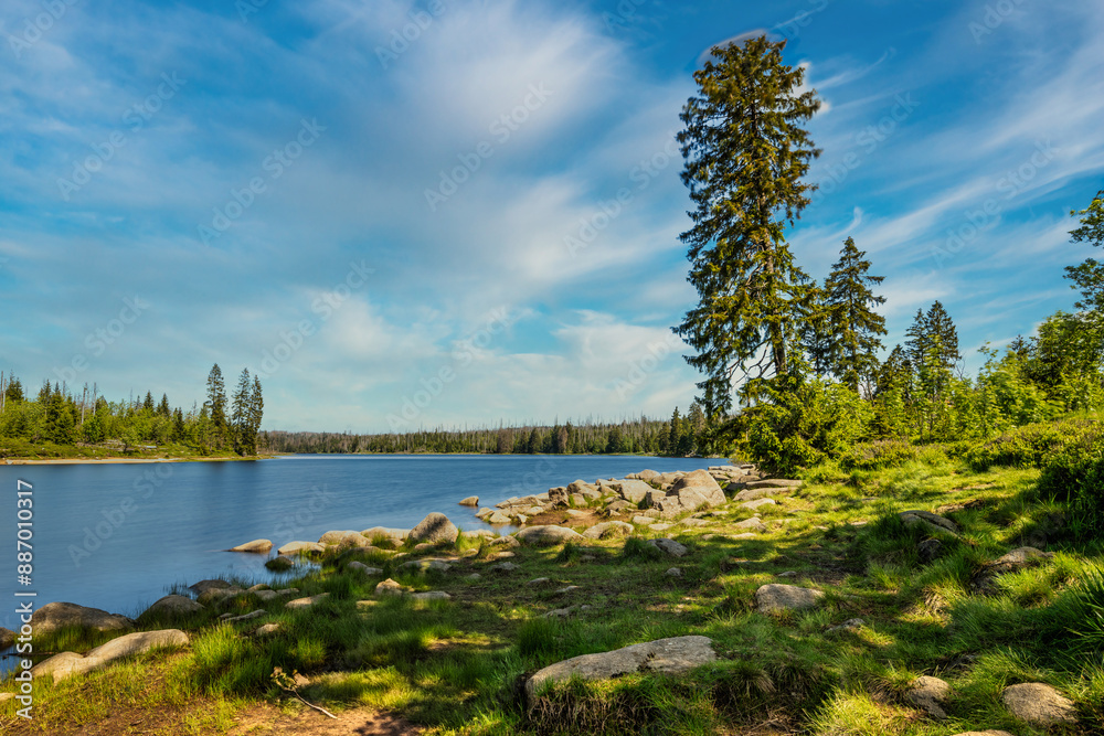 A view of the Oderteich pond in the Harz Mountains in Germany A view of the Oderteich pond in the Harz Mountains in Germany