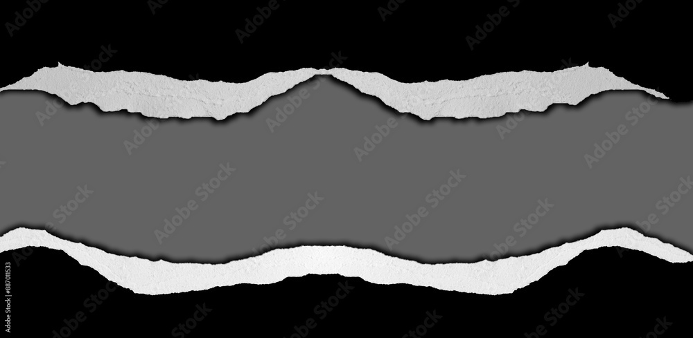 Ripped black paper on grey background Ripped black paper on grey background