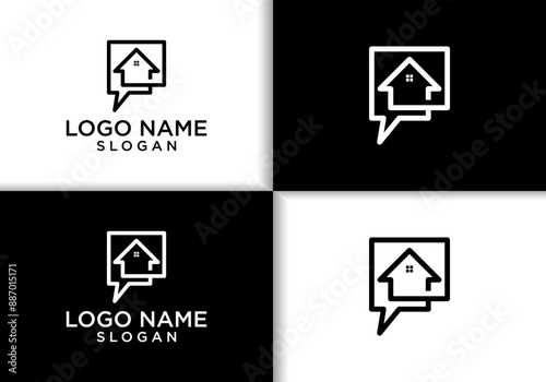 Home chat logo vector design.