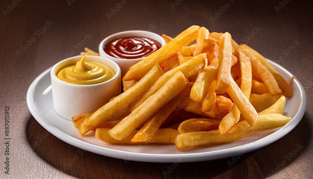 french fries with ketchup mayo and mustard, AI generated french fries with ketchup mayo and mustard, AI generated