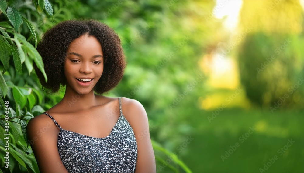 gorgeous woman over greenery background, AI generated gorgeous woman over greenery background, AI generated