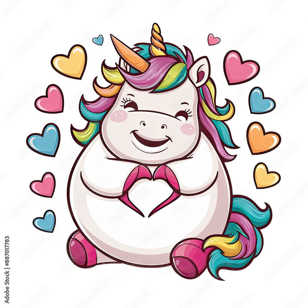 Isolated PNG Cartoon Whimsical Unicorn Love, GENERATIVE AI Isolated PNG Cartoon Whimsical Unicorn Love, GENERATIVE AI