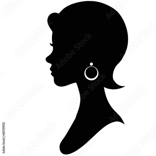 Silhouette profile of a woman. Universal sign on isolated background.