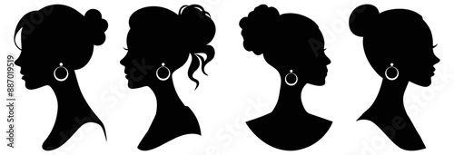Silhouette profile of a woman. Universal sign on isolated background.