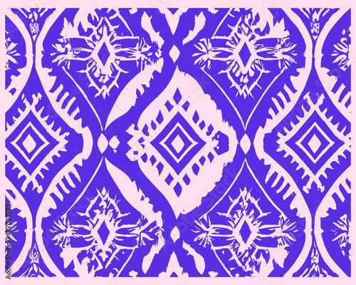 Pink Ikat pattern ornament, fabric artistic design