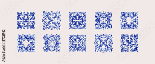 Arabesque decoration tiles, Arabic motif, Mediterranean ornament 