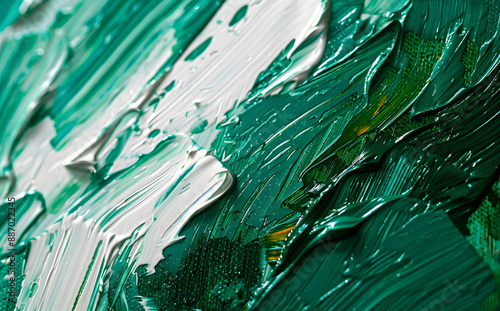 A minimalist design with a diagonal brushstroke of vibrant emerald green. photo