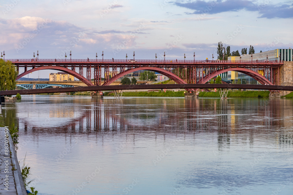 Naklejka premium Maribor, Slovenia. Beauty of the historic center, typical streets, squares, underground cellar and the beauty of a city with Austrian architecture. Famous for wine. Second largest city in Slovenia.