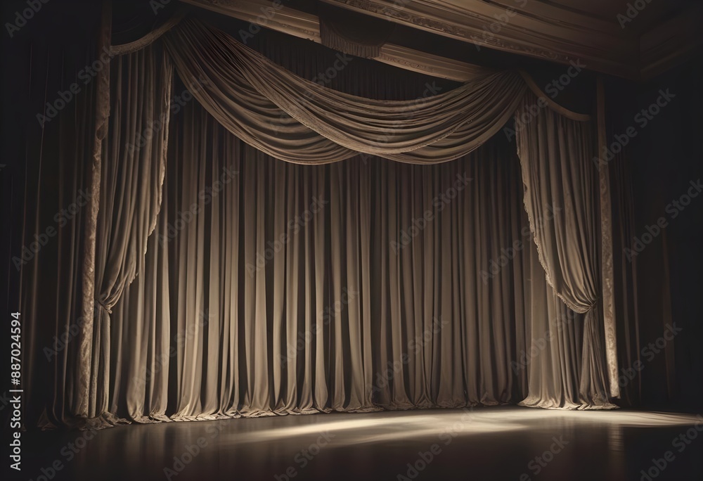 Fototapeta premium Dark velvet curtains theater background screen, wallpapre, texture, set, sample