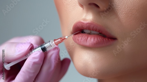 Detailed image of a Botox injection in the chin, with a clean background.