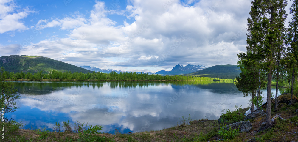 Lake and mountains. View from Kvikkjokk, Lapland, Sweden Lake and mountains. View from Kvikkjokk, Lapland, Sweden
