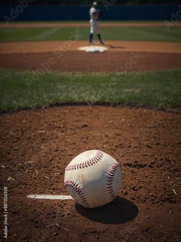 Infield scene, baseball lying on the chalk line